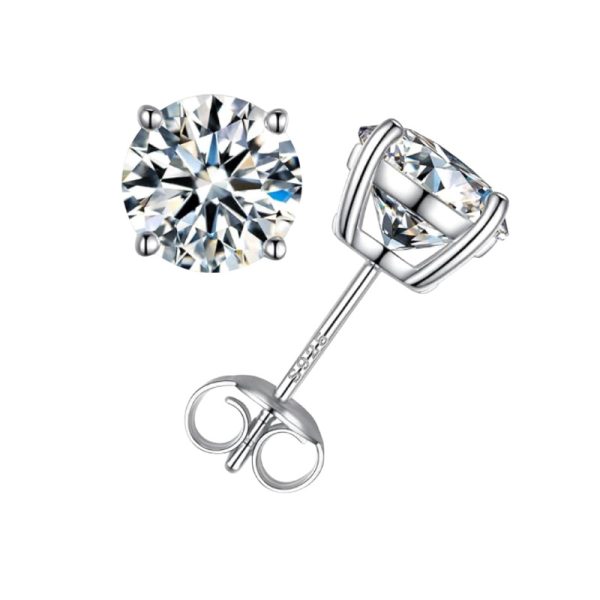 Classic Stud 4-Claw Style Moissanite Earrings Jewelry - Image 4