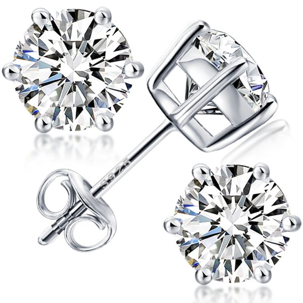 Classic Stud 6-Claw Style Moissanite Earrings Jewelry - Image 5