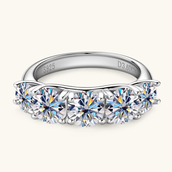 Five-Diamond Moissanite Fashion Wedding Couple Rings - Image 3