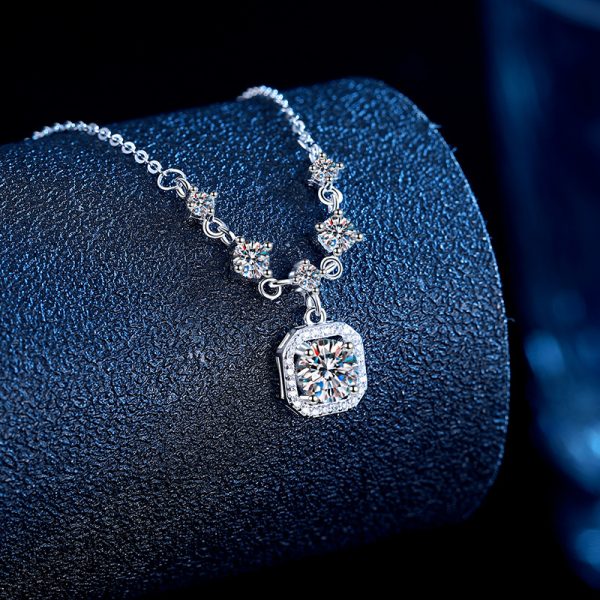 Small sugar cube Type D color Moissanite Pendant S925 sterling silver Necklace Jewelry - Image 4
