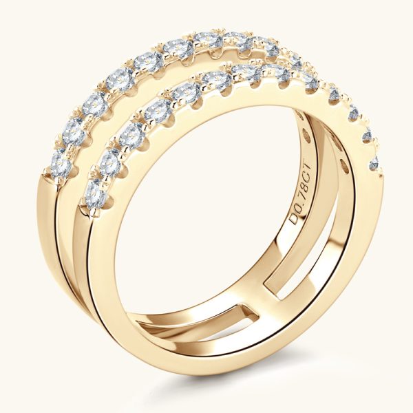D Color Moissanite Diamond Double Circles Rings - Image 6