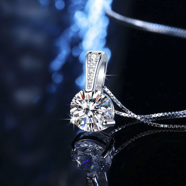 Simple D color 2 carats Type Moissanite Pendant Necklace Jewelry - Image 3