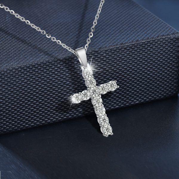 Cross Style Moissanite Pendant Necklace Lover Jewelry - Image 2