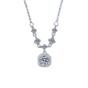 Small sugar cube Type D color Moissanite Pendant S925 sterling silver Necklace Jewelry
