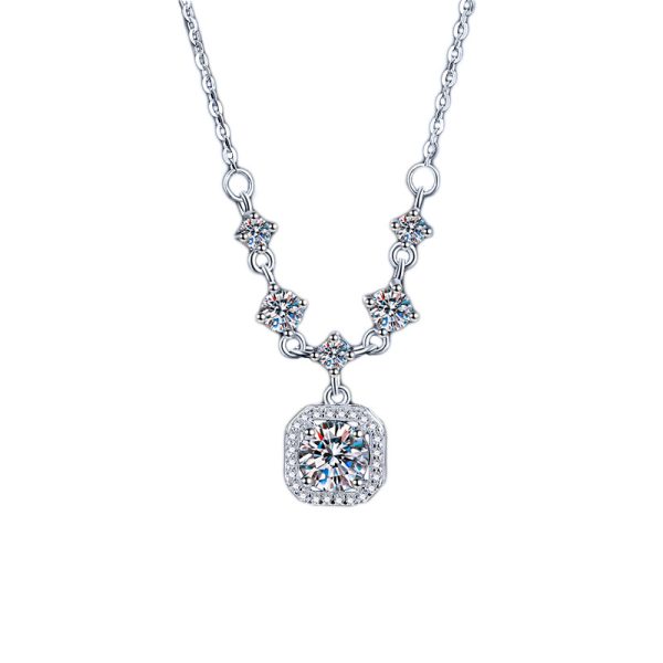Small sugar cube Type D color Moissanite Pendant S925 sterling silver Necklace Jewelry