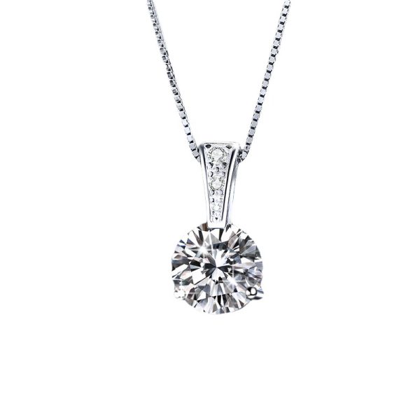 Simple D color 2 carats Type Moissanite Pendant Necklace Jewelry