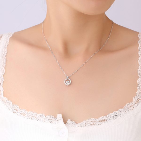 Spinning Heart Style Moissanite Pendant Necklace Jewelry - Image 2