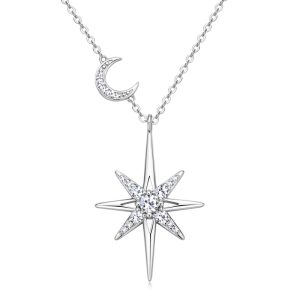 Eight-pointed Star Style Moissanite Necklace Pendants Jewelry