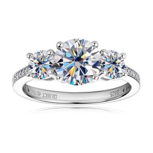 Three-Diamond Moissanite Fashion Wedding Couple Rings