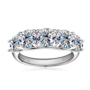 Five-Diamond Moissanite Fashion Wedding Couple Rings