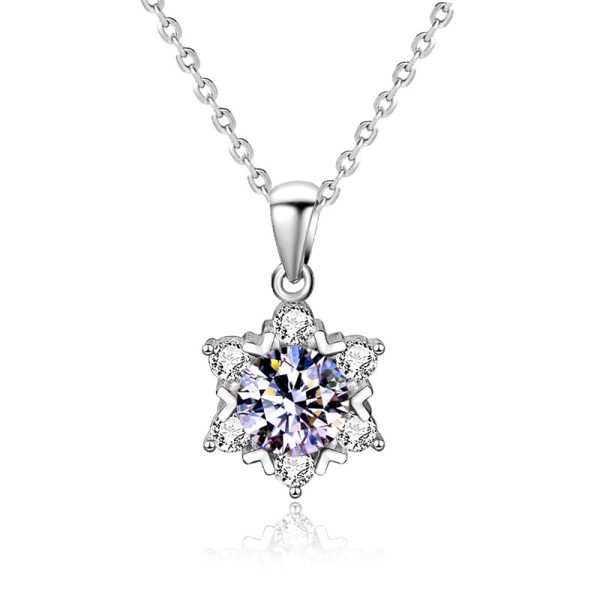 Snowflake Type Moissanite Pendant Necklace - Image 2