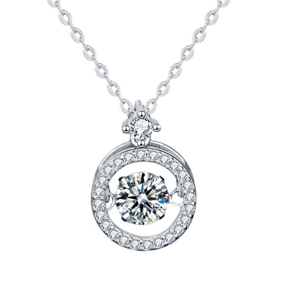 Spinning Heart Style Moissanite Pendant Necklace Jewelry