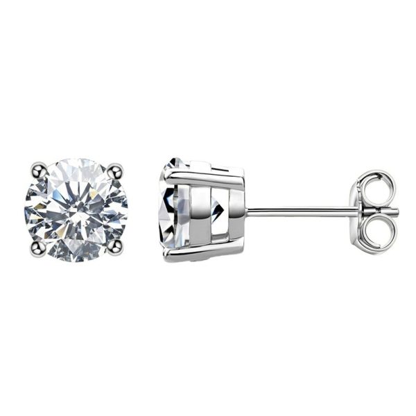 Classic Stud 4-Claw Style Moissanite Earrings Jewelry - Image 2
