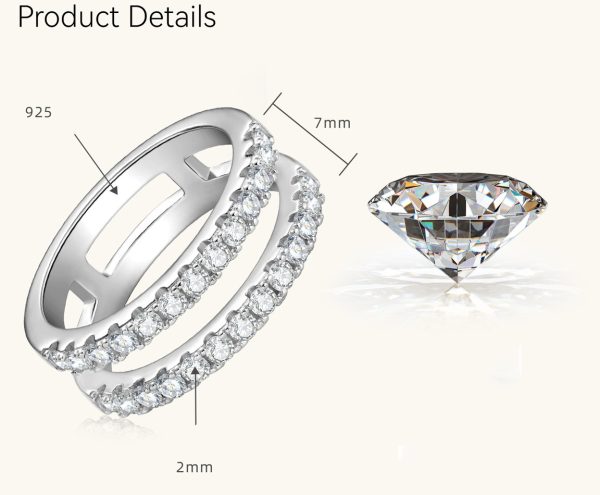 D Color Moissanite Diamond Double Circles Rings - Image 5