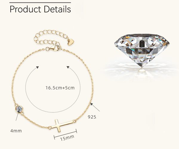God Bless Crossing Shape Moissanite Diamond Bracelets - Image 5