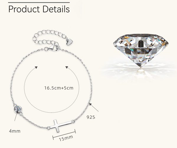 God Bless Crossing Shape Moissanite Diamond Bracelets - Image 3