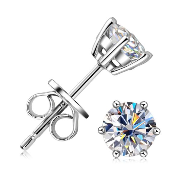 Classic Stud 6-Claw Style Moissanite Earrings Jewelry - Image 3
