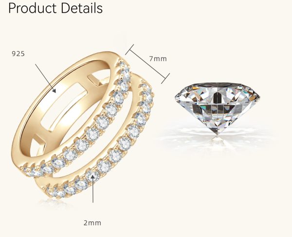 D Color Moissanite Diamond Double Circles Rings - Image 9