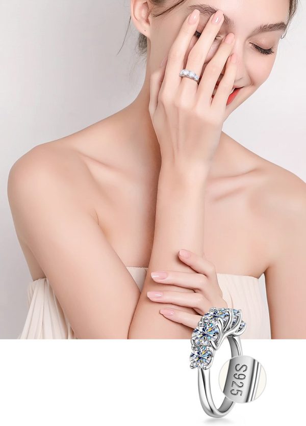 Five-Diamond Moissanite Fashion Wedding Couple Rings - Image 9
