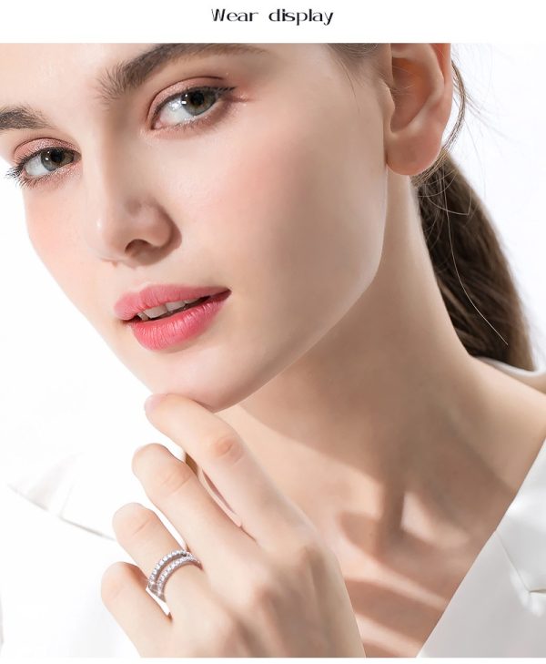 D Color Moissanite Diamond Double Circles Rings - Image 11