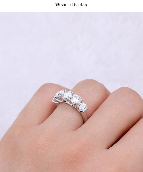 Five-Diamond Moissanite Fashion Wedding Couple Rings - Image 7