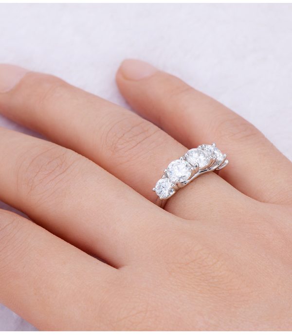 Five-Diamond Moissanite Fashion Wedding Couple Rings - Image 6