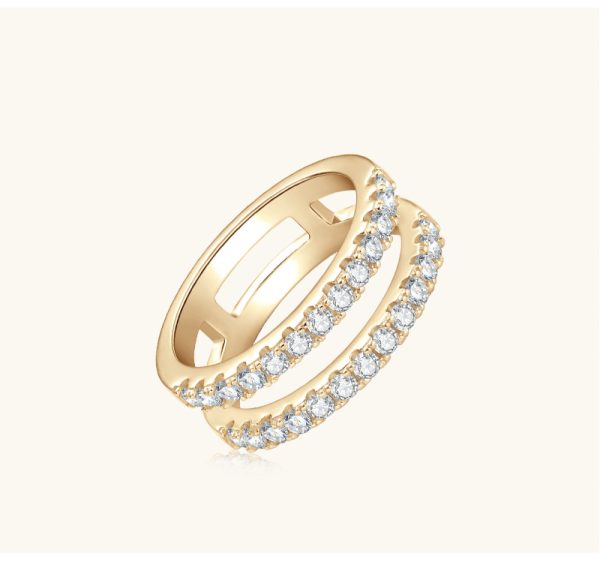 D Color Moissanite Diamond Double Circles Rings - Image 7